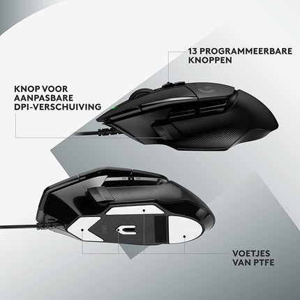 Logitech G502 X zwart witte achtergrond