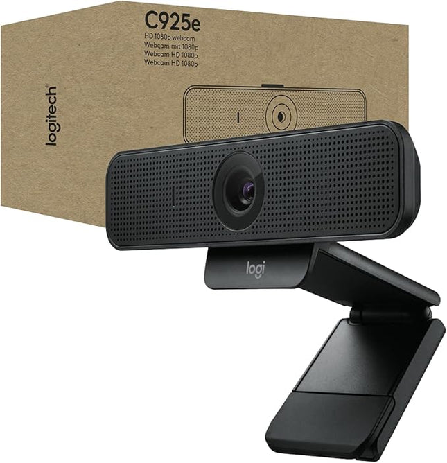 Logitech C925e webcam op monitor gemonteerd