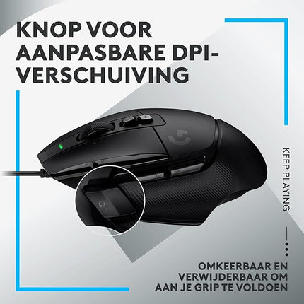 Logitech G502 X zwart zijknoppen detail