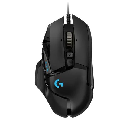 Logitech G502 Hero gaming muis zwart vooraanzicht