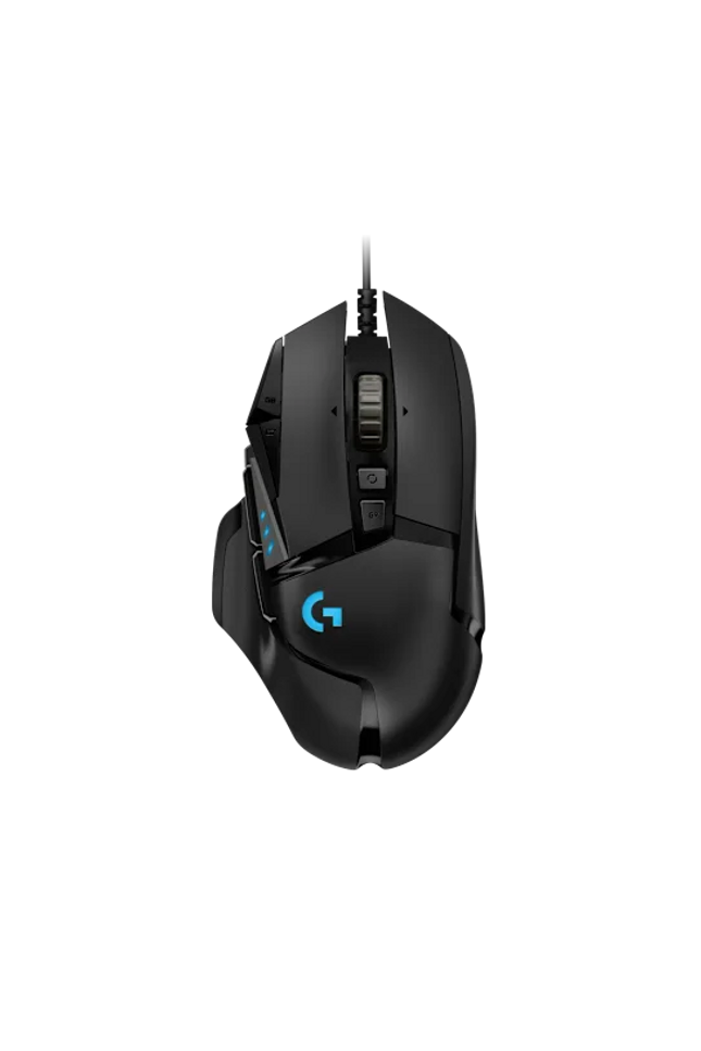 Logitech G502 Hero gaming muis zwart vooraanzicht